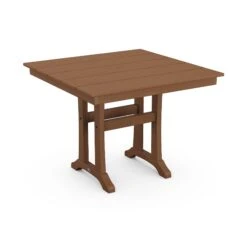 POLYWOOD Farmhouse Trestle 37" Dining Table -HomeNest Store Farmhouse Trestle 37 Inch Dining Table PL81 T1L1TE Teak