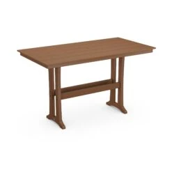 POLYWOOD Farmhouse Trestle 37" X 72" Bar Table -HomeNest Store Farmhouse Trestle 37x72 Bar Table PLB83 T1L1TE Teak