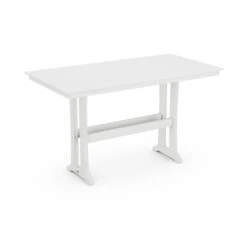POLYWOOD Farmhouse Trestle 37" X 72" Bar Table -HomeNest Store Farmhouse Trestle 37x72 Bar Table PLB83 T1L1WH White