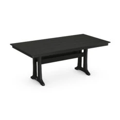 POLYWOOD Farmhouse Trestle 37" X 72" Dining Table -HomeNest Store Farmhouse Trestle 37x72 Dining Table PL83 T1L1BL Black