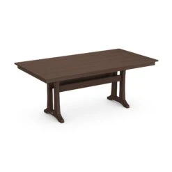 POLYWOOD Farmhouse Trestle 37" X 72" Dining Table -HomeNest Store Farmhouse Trestle 37x72 Dining Table PL83 T1L1MA Mahogany