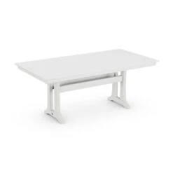 POLYWOOD Farmhouse Trestle 37" X 72" Dining Table -HomeNest Store Farmhouse Trestle 37x72 Dining Table PL83 T1L1WH White