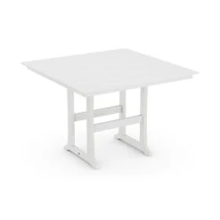 POLYWOOD Farmhouse Trestle 59" Bar Table -HomeNest Store Farmhouse Trestle 59 Inch Bar Table PLB85 T1L1WH White