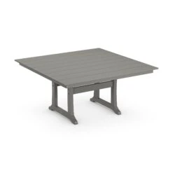 POLYWOOD Farmhouse Trestle 59" Dining Table -HomeNest Store Farmhouse Trestle 59 Inch Dining Table PL85 T1L1GY Slate Grey