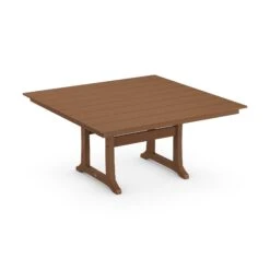 POLYWOOD Farmhouse Trestle 59" Dining Table -HomeNest Store Farmhouse Trestle 59 Inch Dining Table PL85 T1L1TE Teak