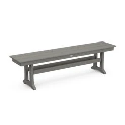POLYWOOD Farmhouse Trestle 65" Bench -HomeNest Store Farmhouse Trestle 65 Inch Bench PL36 T1L1GY Slate Grey