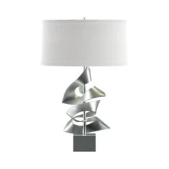 Gallery Two Fold Table Lamp -HomeNest Store Gallery Two Fold Table Lamp Vintage Platinum Natural Anna