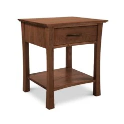 Green Mountain 1-Drawer Open Shelf Nightstand -HomeNest Store Green Mountain 1 Drawer Open Shelf Nightstand Natural Walnut