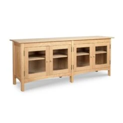 Heartwood Shaker 4-Door Console Bookcase -HomeNest Store Heartwood Shaker 4 Door Console Natural Cherry Glass Doors Natural Maple