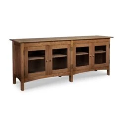 Heartwood Shaker 4-Door Console Bookcase -HomeNest Store Heartwood Shaker 4 Door Console Natural Cherry Glass Doors Natural Walnut