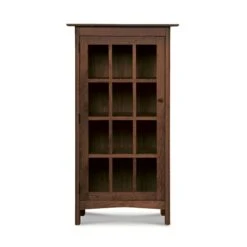 Heartwood Shaker Glass Door Bookcase -HomeNest Store Heartwood Shaker Glass Door Bookcase Hinge Left Natural Walnut