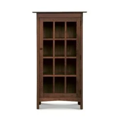 Heartwood Shaker Glass Door Bookcase -HomeNest Store Heartwood Shaker Glass Door Bookcase Hinge Right Natural Walnut