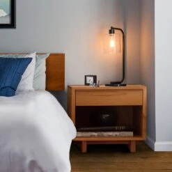 Kipling 1-Drawer Enclosed Shelf Wide Nightstand -HomeNest Store Kipling 1 Drawer Enclosed Shelf Wide Nightstand Life 1