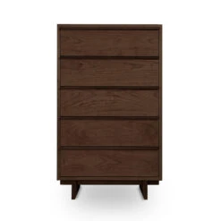 Kipling 5-Drawer Chest -HomeNest Store Kipling 5 Drawer Narrow Chest Natural Walnut