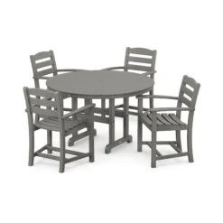 POLYWOOD La Casa Cafe 5-Piece Dining Set -HomeNest Store La Casa Cafe 5 Piece Dining Set PWS132 1 GY Slate Grey