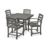 POLYWOOD La Casa Cafe 5-Piece Farmhouse Trestle Arm Chair Dining Set -HomeNest Store La Casa Cafe 5 Piece Farmhouse Trestle Arm Chair Dining Set