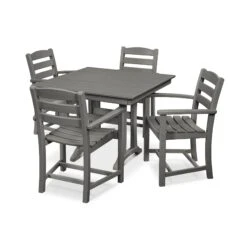 POLYWOOD La Casa Cafe 5-Piece Farmhouse Trestle Arm Chair Dining Set