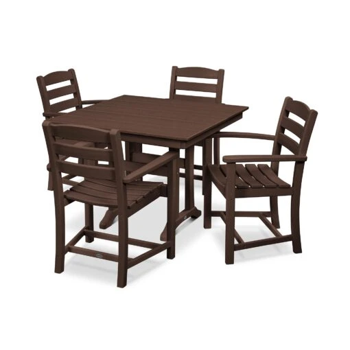 POLYWOOD La Casa Cafe 5-Piece Farmhouse Trestle Arm Chair Dining Set - Image 5