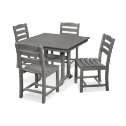 POLYWOOD La Casa Café 5-Piece Farmhouse Trestle Side Chair Dining Set