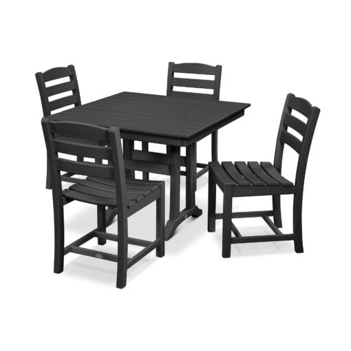 POLYWOOD La Casa Café 5-Piece Farmhouse Trestle Side Chair Dining Set - Image 3