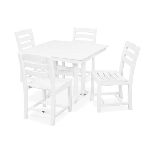 POLYWOOD La Casa Café 5-Piece Farmhouse Trestle Side Chair Dining Set - Image 7