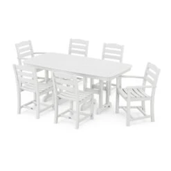 POLYWOOD La Casa Cafe 7-Piece Dining Set -HomeNest Store La Casa Cafe 7 Piece Dining Set PWS131 1 WH White