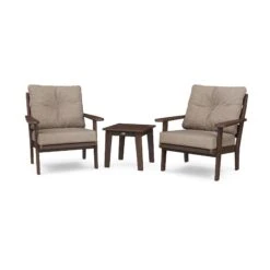 POLYWOOD Lakeside 3-Piece Deep Seating Chair Set -HomeNest Store Lakeside 3 Piece Deep Seating Chair Set PWS518 2 MA146010 Mahogany Spiced Burlap
