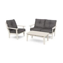 POLYWOOD Lakeside 3-Piece Deep Seating Set -HomeNest Store Lakeside 3 Piece Deep Seating Set PWS519 2 SA145986 Sand Ash Charcoal