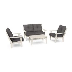 POLYWOOD Lakeside 4-Piece Deep Seating Set -HomeNest Store Lakeside 4 Piece Deep Seating Set PWS520 2 SA145986 Sand Ash Charcoal