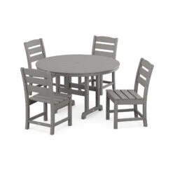 POLYWOOD Lakeside 5-Piece Round Side Chair Dining Set