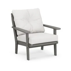 POLYWOOD Lakeside Deep Seating Chair -HomeNest Store Lakeside Deep Seating Chair 4411 GY152939 Slate Grey Natural Linen