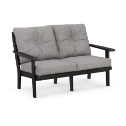 POLYWOOD Lakeside Deep Seating Loveseat -HomeNest Store Lakeside Deep Seating Loveseat 4412 BL145980 Black Grey Mist