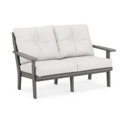 POLYWOOD Lakeside Deep Seating Loveseat -HomeNest Store Lakeside Deep Seating Loveseat 4412 GY152939 Slate Grey Natural Linen