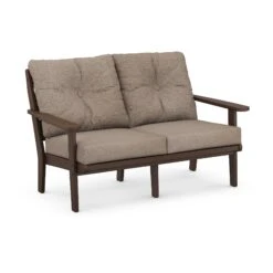 POLYWOOD Lakeside Deep Seating Loveseat -HomeNest Store Lakeside Deep Seating Loveseat 4412 MA146010 Mahogany Spiced Burlap