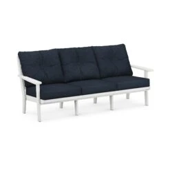 POLYWOOD Lakeside Deep Seating Sofa -HomeNest Store Lakeside Deep Seating Sofa 4413 WH145991 White Marine Indigo