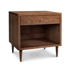Larssen 1-Drawer Wide Nightstand -HomeNest Store Larssen 1 Drawer Enclosed Shelf Wide Nightstand Natural Walnut
