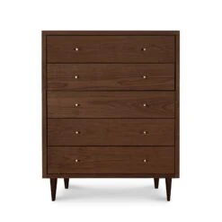 Larssen 5-Drawer Wide Chest -HomeNest Store Larssen 5 Drawer Chest Natural Walnut