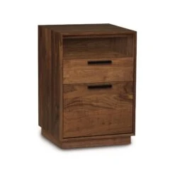 Linear Narrow Rolling File Cabinet With Cubby -HomeNest Store Linear Walnut Narrow Rolling File Cabinet with Cubby