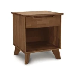 Linn 1-Drawer Enclosed Shelf Nightstand -HomeNest Store Linn Cherry 1 Drawer Enclosed Shelf Nightstand Saddle Cherry