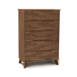 Linn 5-Drawer Wide Chest -HomeNest Store Linn Cherry 5 Drawer Wide Chest Saddle Cherry