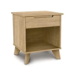 Linn 1-Drawer Enclosed Shelf Nightstand -HomeNest Store Linn Oak 1 Drawer Enclosed Shelf Nightstand Natural Oak