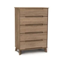 Linn 5-Drawer Wide Chest -HomeNest Store Linn Oak 5 Drawer Wide Chest Sand Oak