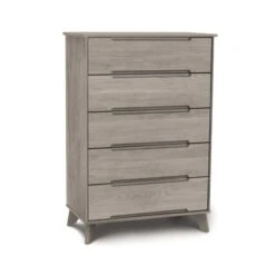 Linn 5-Drawer Wide Chest -HomeNest Store Linn Oak 5 Drawer Wide Chest Weathered Oak