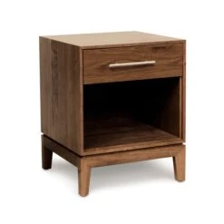 Mansfield 1-Drawer Enclosed Shelf Nightstand -HomeNest Store Mansfield Walnut 1 Drawer Enclosed Shelf Nightstand