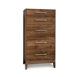 Mansfield 5-Drawer Narrow Chest -HomeNest Store Mansfield Walnut 5 Drawer Narrow Chest