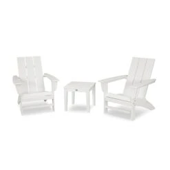 POLYWOOD Modern Adirondack 3-Piece Set -HomeNest Store Modern Adirondack 3 Piece Set PWS502 1 WH White