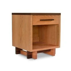 Modern American 1-Drawer Enclosed Shelf Nightstand -HomeNest Store Modern American 1 Drawer Enclosed Shelf Nightstand Natural Cherry Walnut Top Walnut Accents