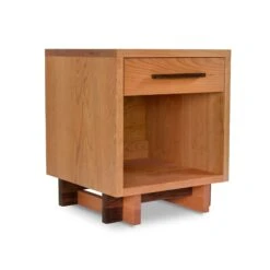 Modern American 1-Drawer Enclosed Shelf Nightstand -HomeNest Store Modern American 1 Drawer Enclosed Shelf Nightstand Natural Cherry Walnut Accents