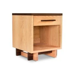 Modern American 1-Drawer Enclosed Shelf Nightstand -HomeNest Store Modern American 1 Drawer Enclosed Shelf Nightstand Natural Maple Walnut Top Walnut Accents