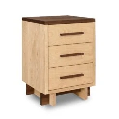 Modern American 3-Drawer Nightstand -HomeNest Store Modern American 3 Drawer Nightstand Natural Maple Walnut Top Walnut Accents